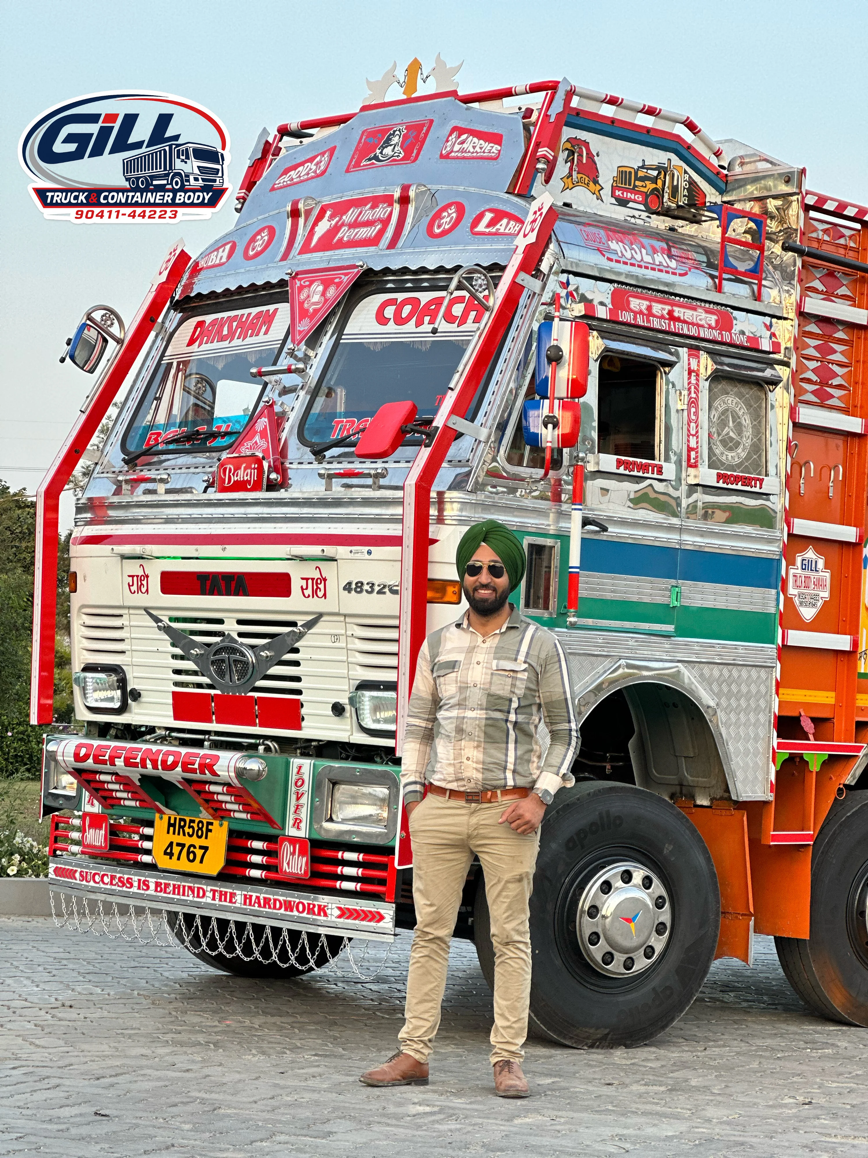 Jaspal Singh with a finished decorated truck